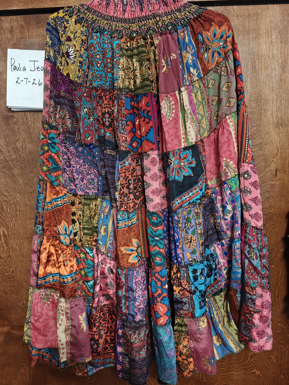 Bohemian Multi-Color Patchwork Silk Skirt NWOT Beautiful